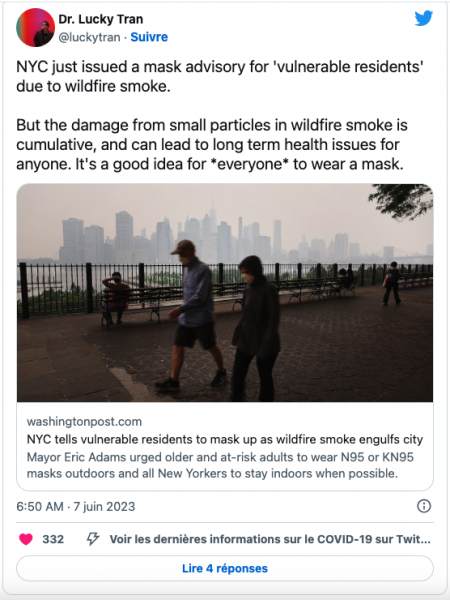 加拿大火灾：纽约被烟雾笼罩，空气质量危急