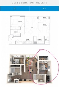 DTLA Wren apartnents，暑期转租2b2b当中的1b1b主卧